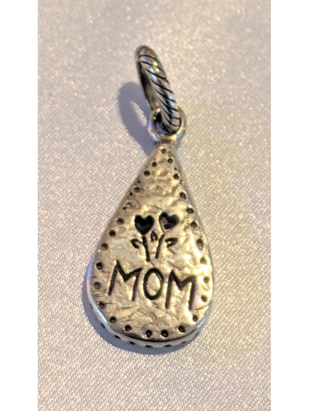 Brighton MOM Double-Sided Charm Silver Plated Teardrop Pierced Hearts GUC - Picture 2 of 4